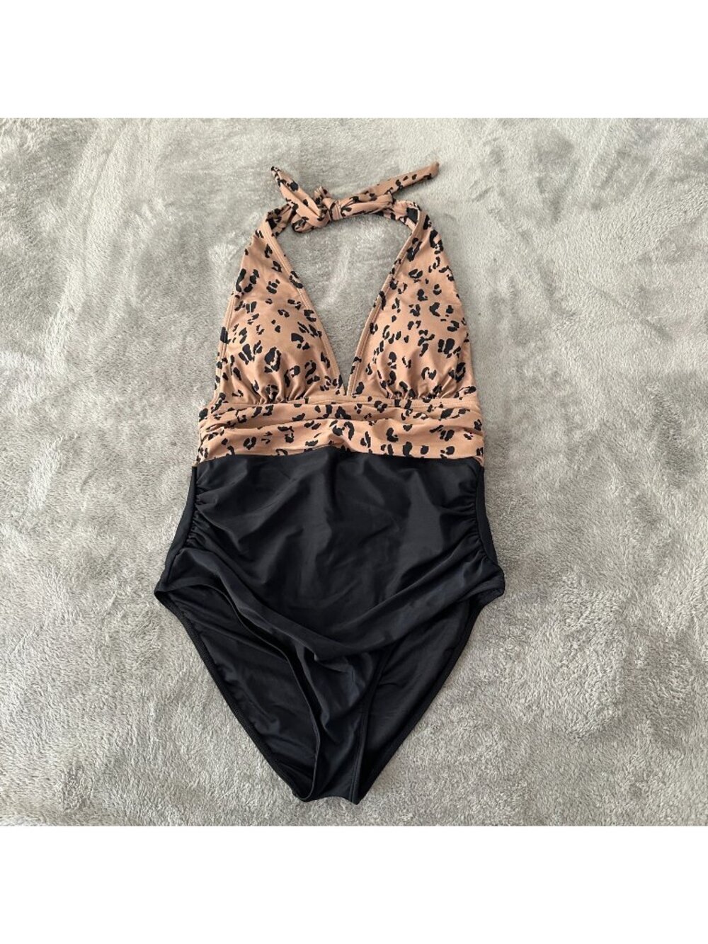 NWT Cupshe Animal Print One Piece Swimsuit Halter LARGE